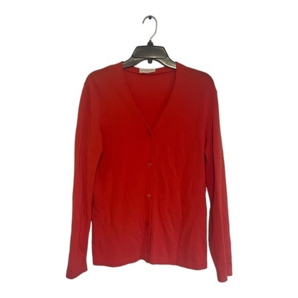Gina B by Heidemann Vintage Womens Coral Cardigan Grannycore Merino Wool Size 40